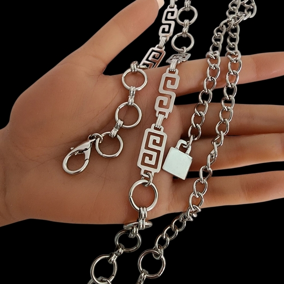 Y2K chain belt links adjustable length silver vintage chain belt - Picture 4 of 8